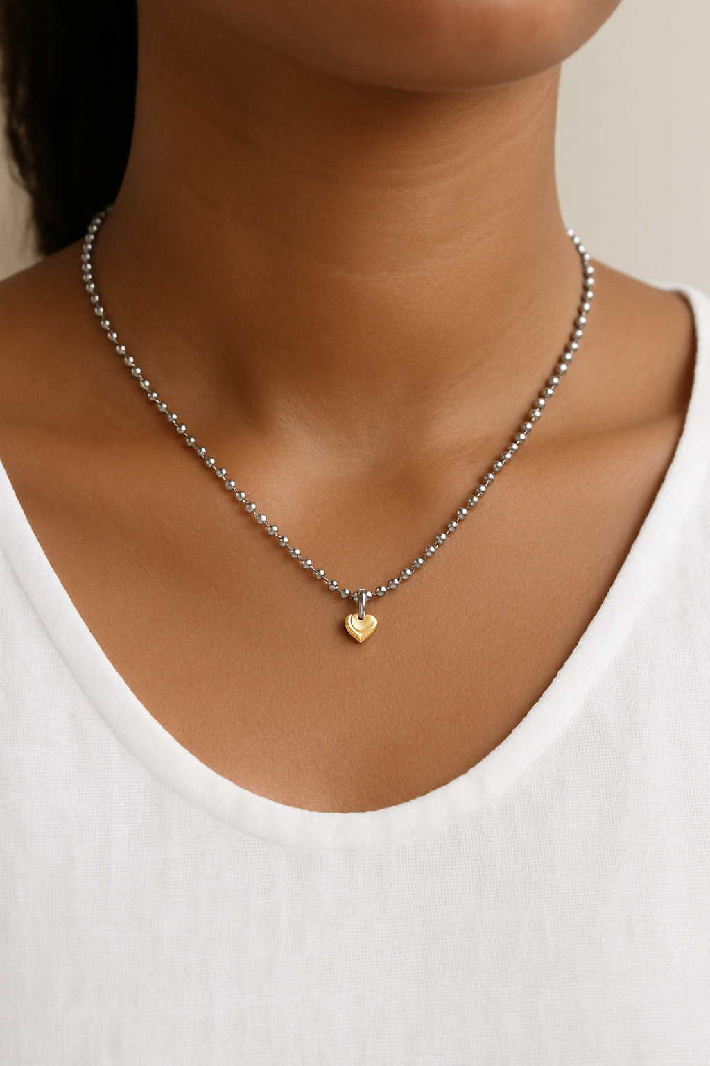 Silver and Gold Heart Necklace