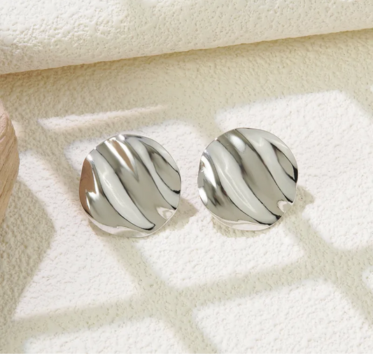 Round Silver Stud Earrings