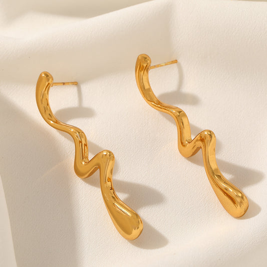 Gold Lighting Bolt Earrings