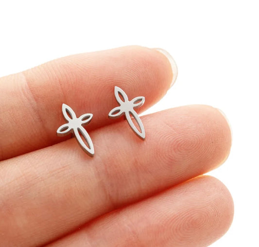 Silver Cross Stud Earrings