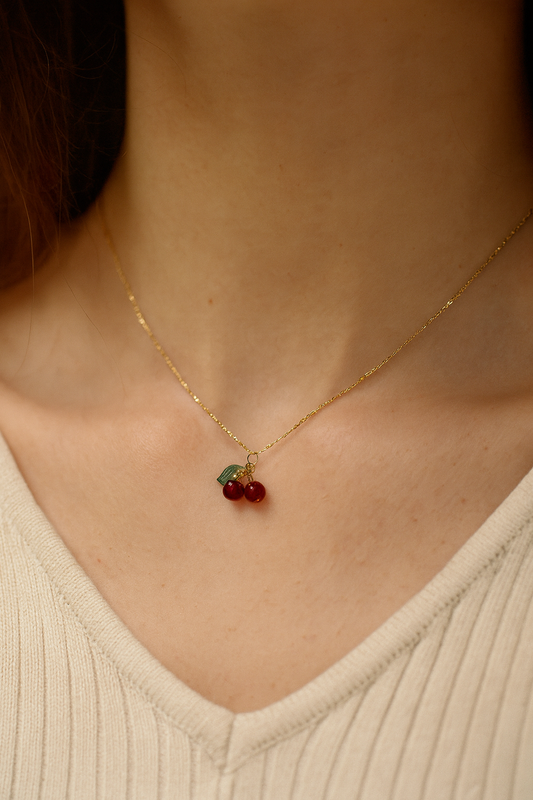 Gold Cherry Necklace